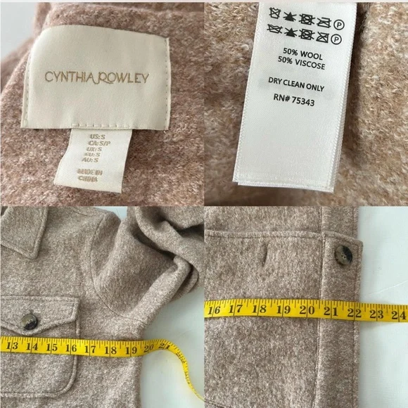 Cynthia Rowley brown Shacket wool blend size small. - Picture 7 of 8